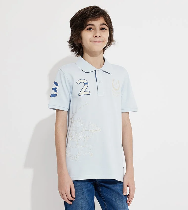 بيفرلي هيلز بولو كلوب تيشيرت بولو بأكمام قصيرة مطرز من بيفرلي هيلز بولو كلوب