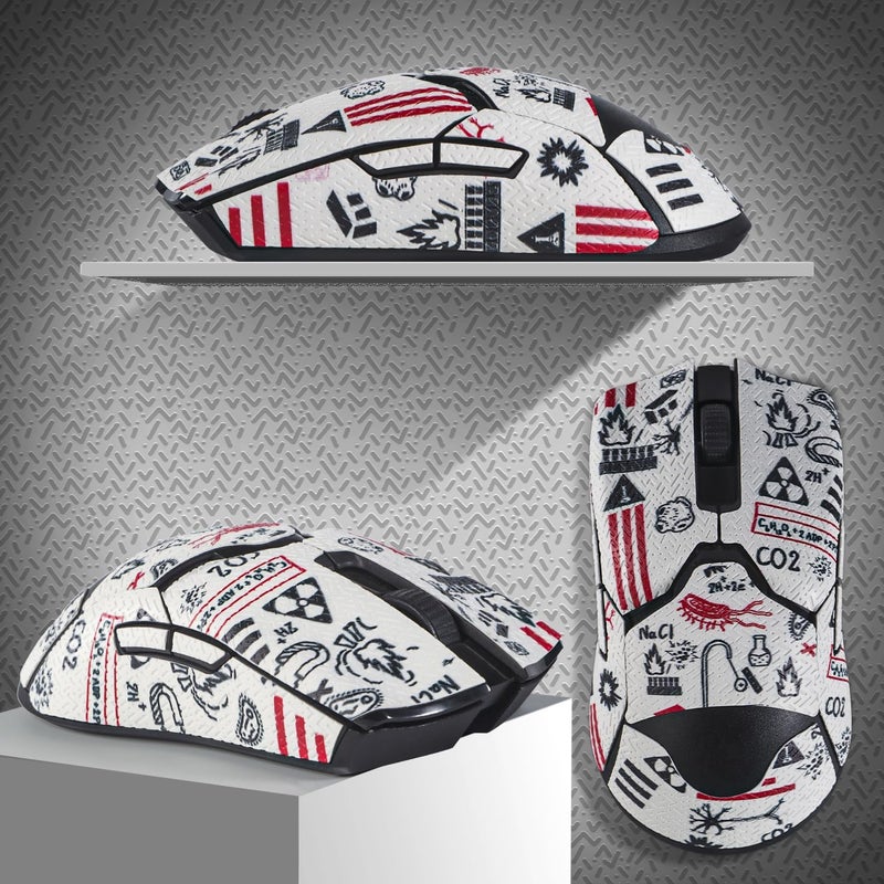 immoenuc Mouse Grip Tape Stickers for Razer Viper/Viper Ultimate, Anti Slip Skin, Sweat-Resistant, Pre-Cut, White - Image 3