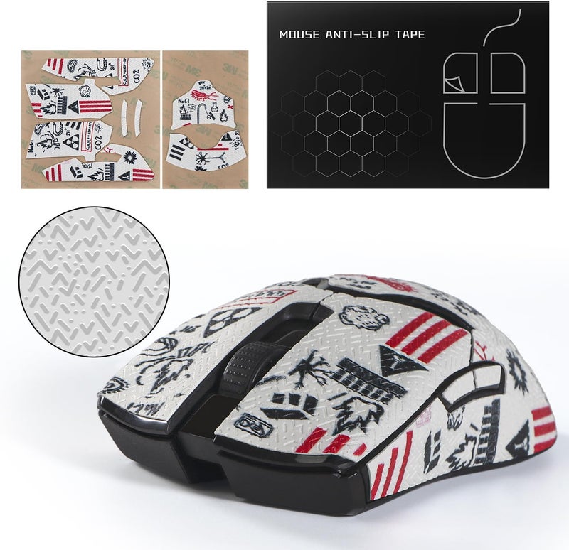 immoenuc Mouse Grip Tape Stickers for Razer Viper/Viper Ultimate, Anti Slip Skin, Sweat-Resistant, Pre-Cut, White - Image 2