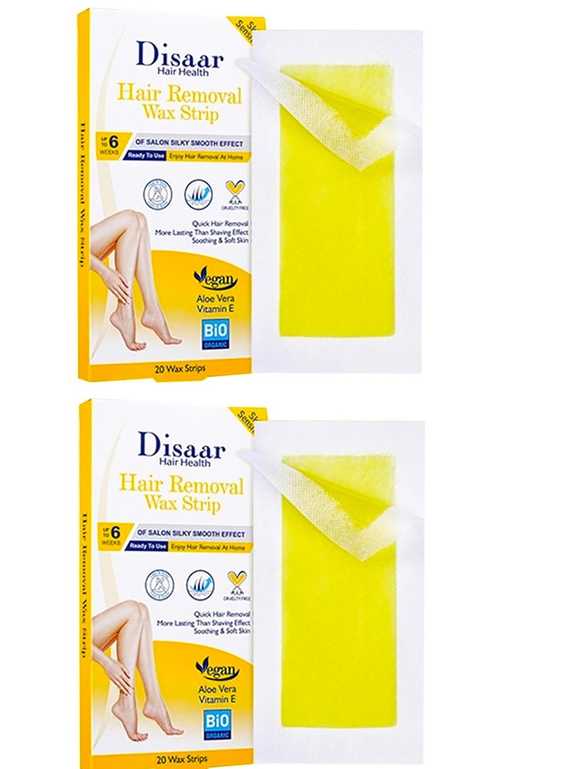 Disaar 2 piececs of Hair Removal Wax Strip Aloe Vera and Vitamin E 20 Wax Strips  - Image 1