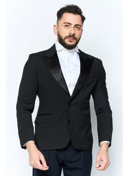 Asos Design Men Regular Fit Plaid Semi-Formal Blazer, Black  - Image 1