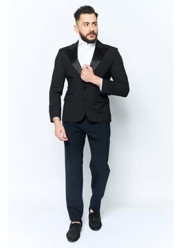 Asos Design Men Regular Fit Plaid Semi-Formal Blazer, Black  - Image 2