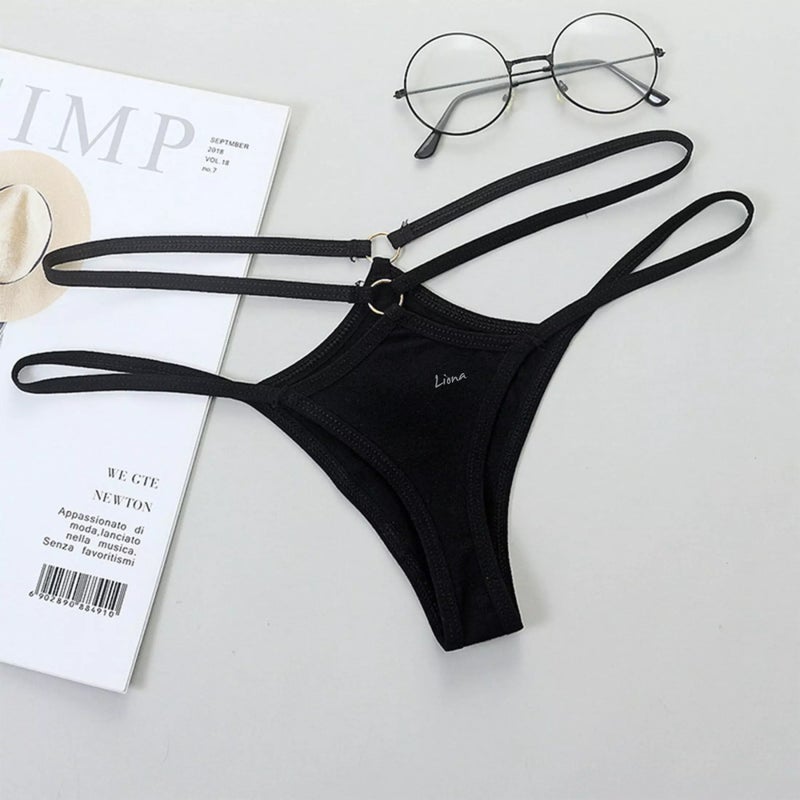 Liona Women Fantasy Underwear Black Fantasy G String Panties  - Image 1