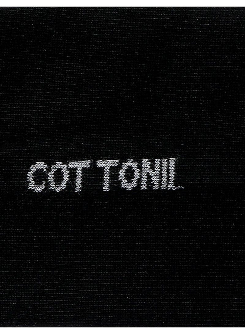 كوتونيل شراب طويل نص فوطه رجالي-اسود - Image 2