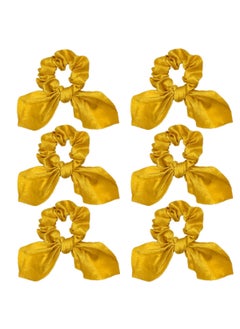 Sufermoe Sufermoe Hair Scrunchies 6 Pcs Satin Hair Ties with Big Hair Bows Yellow Hair Accessories for Women and Girls 