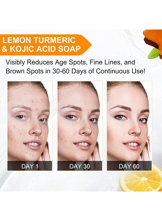 IKZEE Lemon Turmeric Kojic Acid Soap, Dark Spot Corrector, Deep Cleansing and Brightening Soap Bar, Moisturizing for Face and Body, Skin Whitening Soap for Even Skin Tone, 100g - Image 3