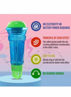 Excefore 2 Pcs Microphone for Kids Battery-Free Magic Karaoke Voice Amplifying Retro Toy Singing, Speech & Communication Therapy - 10" (Blue Green)  - Image 3