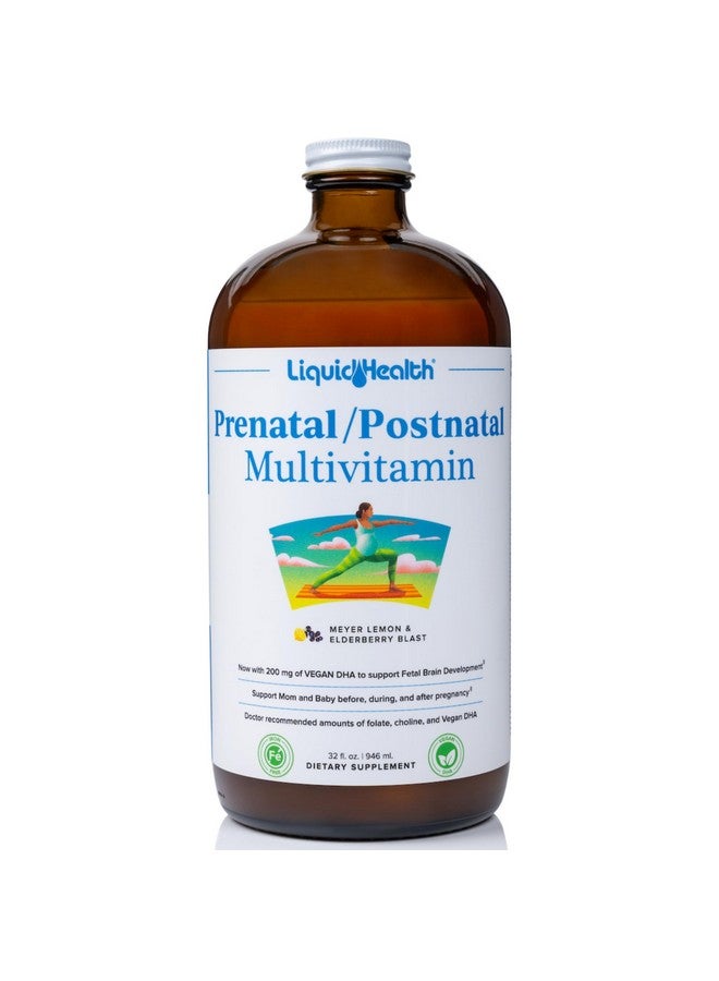 LIQUIDHEALTH Prenatal/Postnatal Multiple Liquid Women's Multivitamin with Real Folate - Pre & Postnatal Vitamins for Before, During, After Pregnancy - Made in USA, Vegan, Sugar-Free, Non-GMO (32 oz) - Image 1