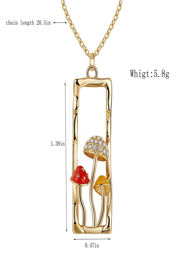HANRESHE Cute Mushroom Necklace Women Gift 14K Gold Plated Copper Crystal Mushroom Necklace Pendant - Image 5