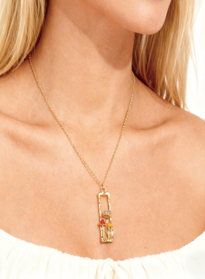 HANRESHE Cute Mushroom Necklace Women Gift 14K Gold Plated Copper Crystal Mushroom Necklace Pendant - Image 2
