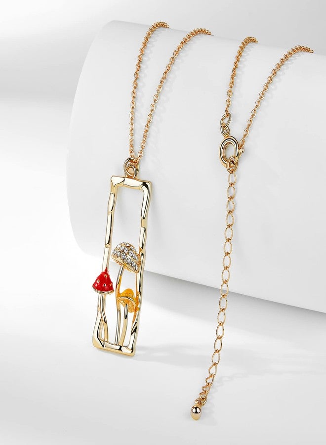 HANRESHE Cute Mushroom Necklace Women Gift 14K Gold Plated Copper Crystal Mushroom Necklace Pendant - Image 4