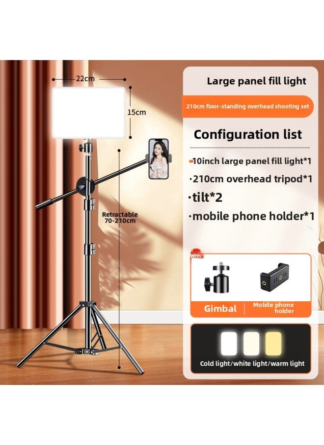 General - Live Light Supplement Photography Lighting Lamp Desktop Photo Supplement Light Food Flat Lighting Lamp Portable Live Room Soft-Specifications:Extra Large 【210cm Floor Stand】 Overhead Slope Set - Image 1