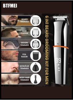 BTFMEI 6 in 1 Body Trimmer for Men, USB Rechargeable Waterproof Hair Clippers, Electric Nose Face Hair Trimmer Mustache Body Shaver with LED Display  - Image 3