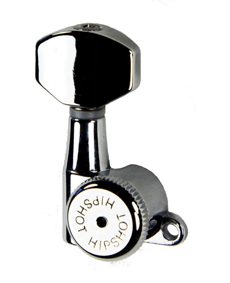 Hipshot Grip-Lock 6 inline Enclosed 21mm Post Locking Tuners - Chrome - Non-Staggered - Image 1