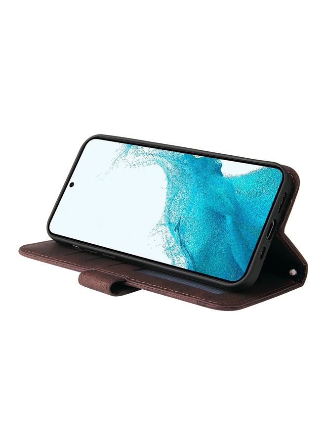 اس-توب جراب لهاتف Samsung Galaxy S23 5G Skin Feel Life Tree Metal Button Leather Phone Case - Image 5