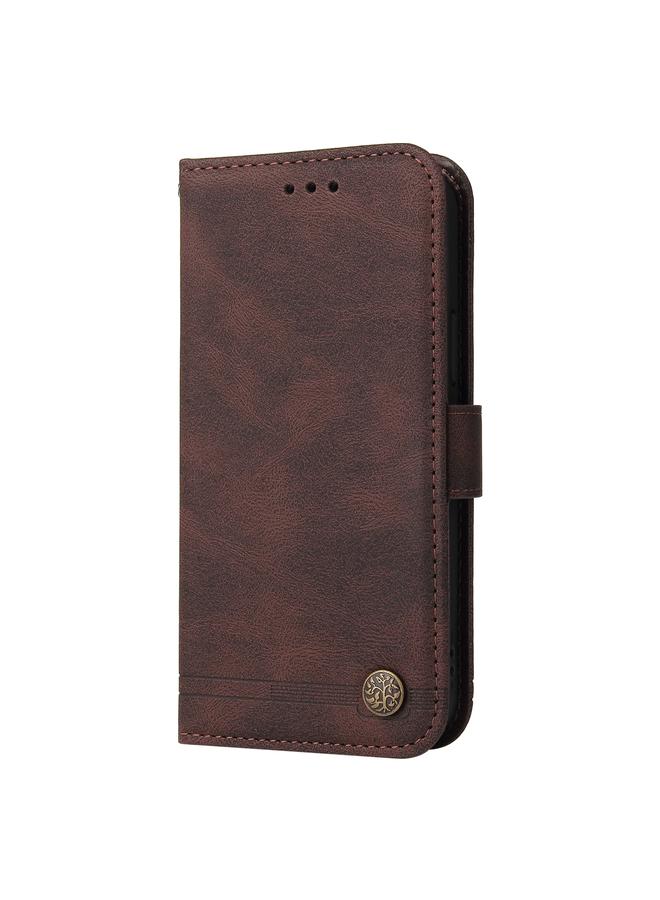 اس-توب جراب لهاتف Samsung Galaxy S23 5G Skin Feel Life Tree Metal Button Leather Phone Case - Image 2