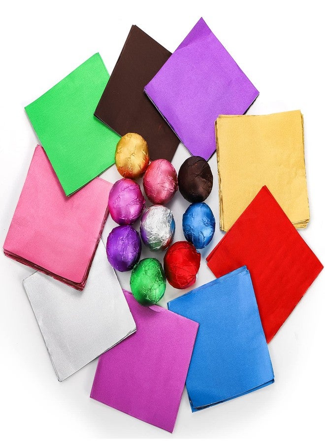 ZEAYEA 900 Pcs Foil Chocolate Candy Wrappers, 9 Colors Sugar Aluminum Foil Wrappers, 4x4 inches Square Chocolate Packaging Wrapping Papers for Caramel and DIY Candy Decoration - Image 4