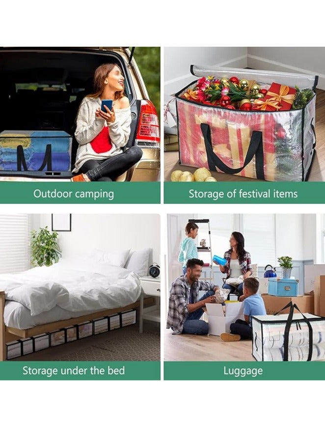 Arabest 2 Pack Clear Moving Bags, 88L Wardrobe Organizer Bags with Zipper and Handle, Durable Clothing Storage Tote Bags, Storage Boxes for Bedding, Duvets, Comforters - Image 2