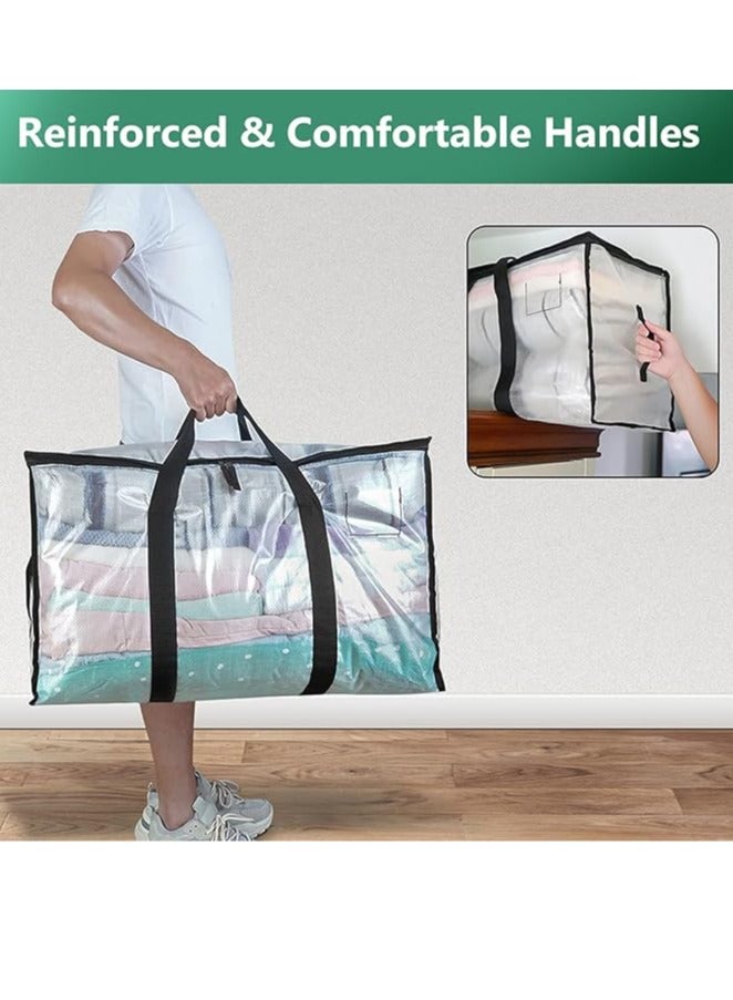 Arabest 2 Pack Clear Moving Bags, 88L Wardrobe Organizer Bags with Zipper and Handle, Durable Clothing Storage Tote Bags, Storage Boxes for Bedding, Duvets, Comforters - Image 3
