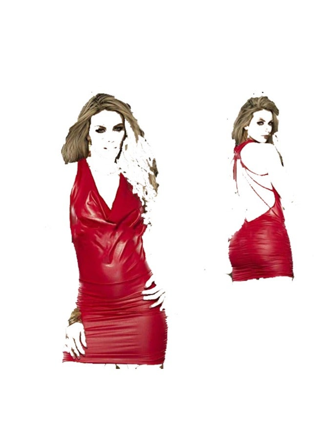 Women Pu Leather Strapless Tube Dress Sleeveless Bodycon Mini Party Dresses. - Image 3
