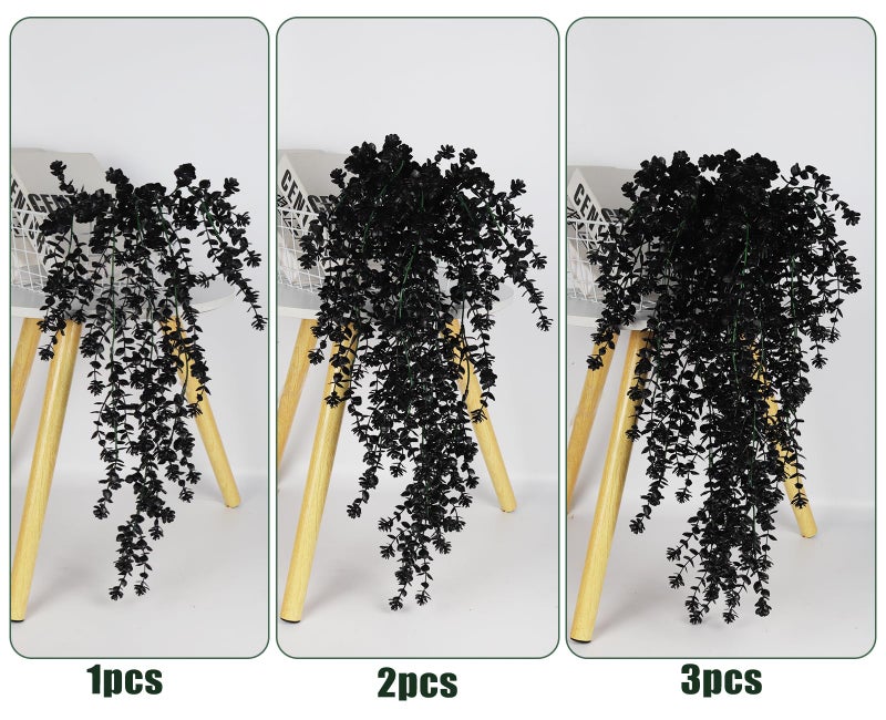 RECUTMS Black Hanging Flowers Faux Hanging Plants Black Artificial Hanging Plant Fake Greenery Faux UV Resistant Hanging Vines Plant for Indoor Outdoor Wedding Halloween Party Fall Wall Room Door Decor - Image 3
