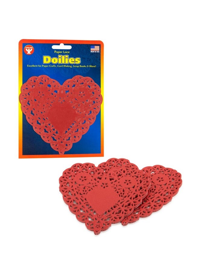 Hygloss Products Heart Paper Doilies 4 Inch Red Lace Doily For Decorations Crafts Parties 100 Pack - Image 1