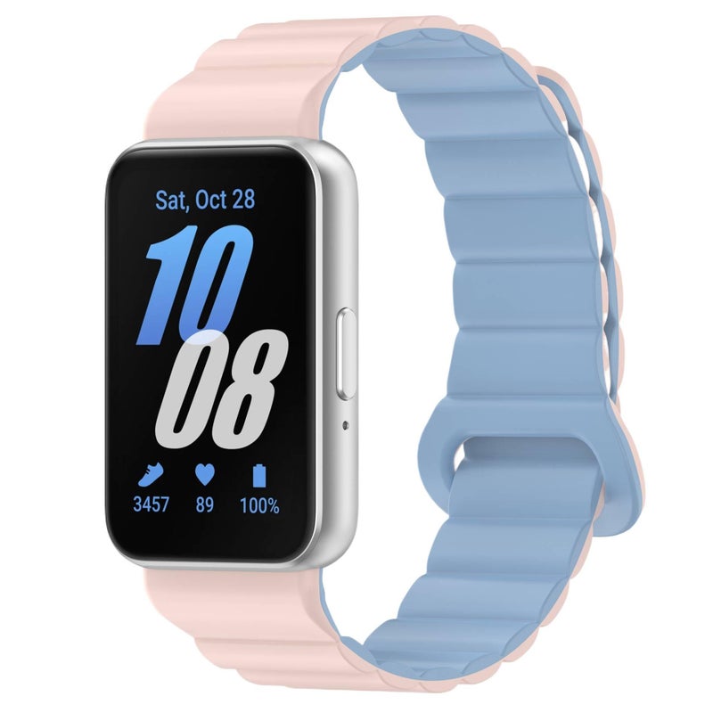 سوار ساعة ذكية رياضي من السيليكون متوافق باللون وردي قابل للتعديل مع Samsung Galaxy Watch بملاءمة قابلة للتعديل وحزام ناعم للاستبدال اليومي - Image 1