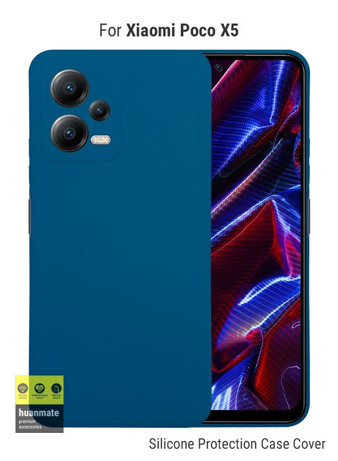huanmate غطاء سيليكون أنيق لهاتف Xiaomi Poco X5 باللون الأزرق - Image 1