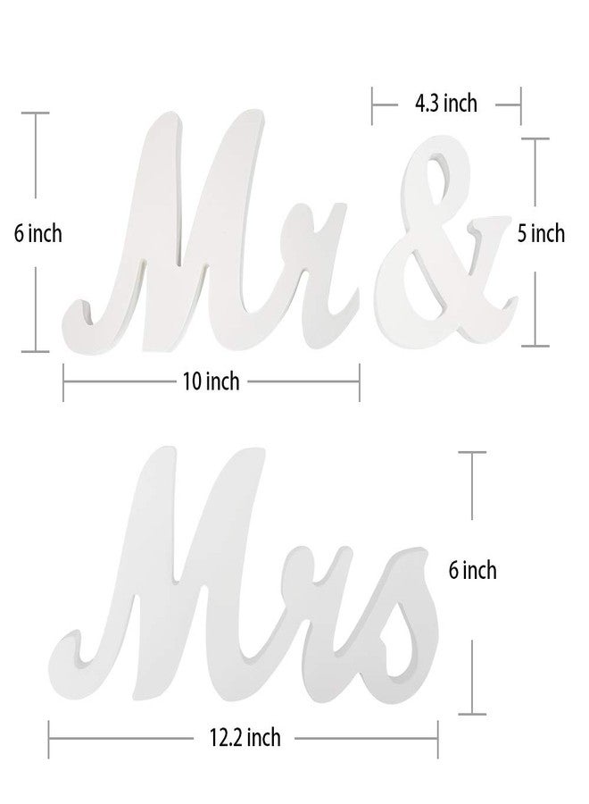 senover Mrs & Mr Sign Sweetheart Table Decorations - Letters for Wedding Photo Props, Party Banner Decoration (White) - Image 2
