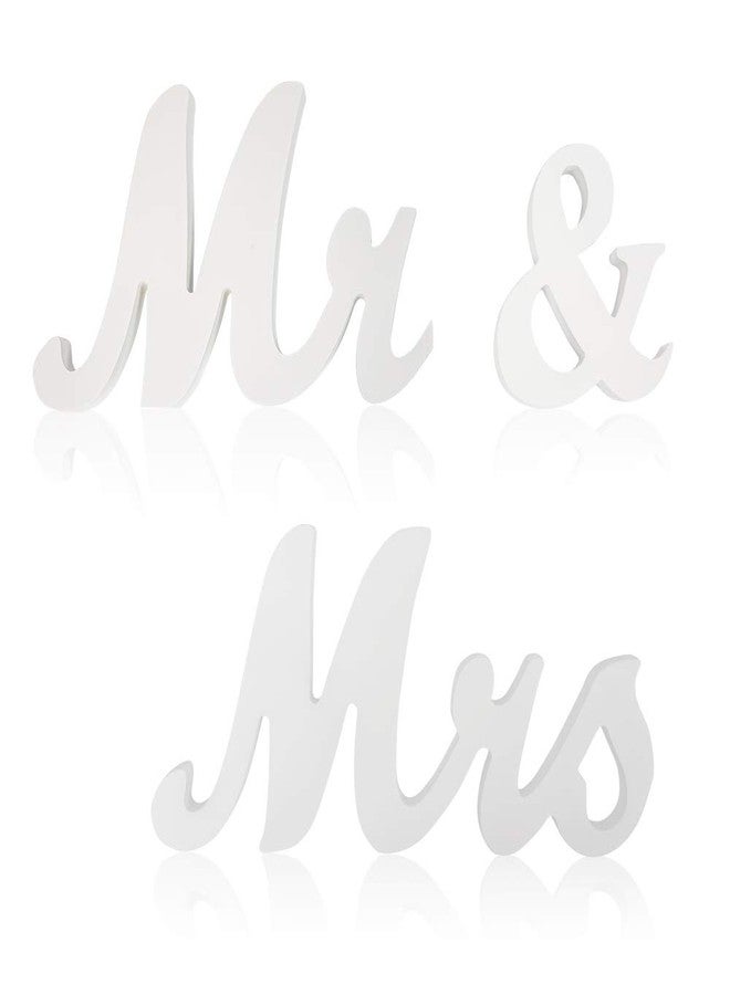 senover Mrs & Mr Sign Sweetheart Table Decorations - Letters for Wedding Photo Props, Party Banner Decoration (White) - Image 1