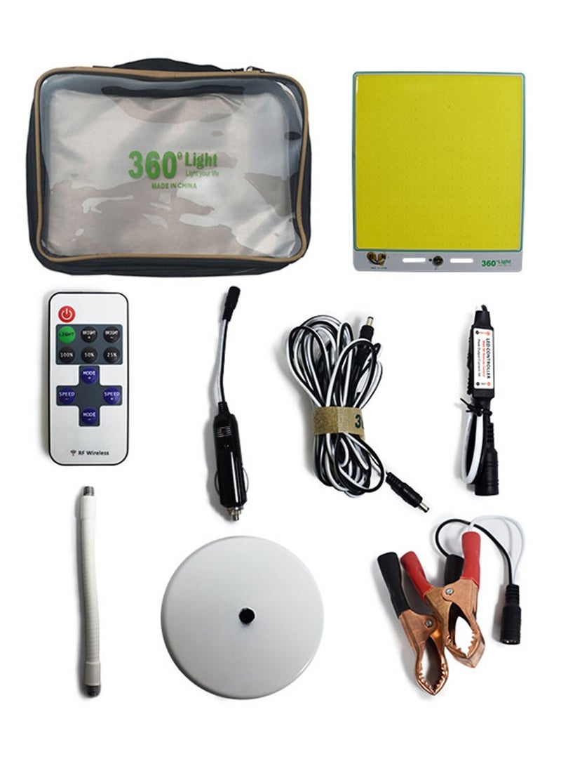 TEXEEM 360° LED Camping Light Kit, 160W Remote Control Light Board with Magnetic Base, Battery Clips, 5M Wire, Carrying Bag, White and Yellow, Modern Industrial Style - Image 2