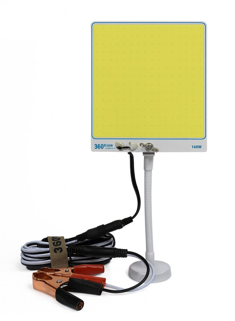TEXEEM 360° LED Camping Light Kit, 160W Remote Control Light Board with Magnetic Base, Battery Clips, 5M Wire, Carrying Bag, White and Yellow, Modern Industrial Style - Image 1