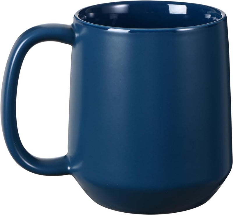 Miicol Ceramic Coffee Mug, 16 oz /455ml Large Coffee Cup, Tea Mug with Handle, Flat Bottom Mug for Men, Women, Office, Microwave and Dishwasher Safe, Multi-Color, Navy - Image 1