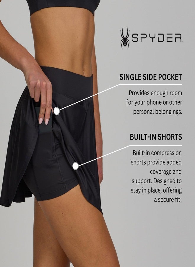 Spyder Women's Pleated Athletic Skort – Tennis, Golf & Pickleball High-Waisted Skirt | Built-in Shorts | Deep Pocket Black - Image 3