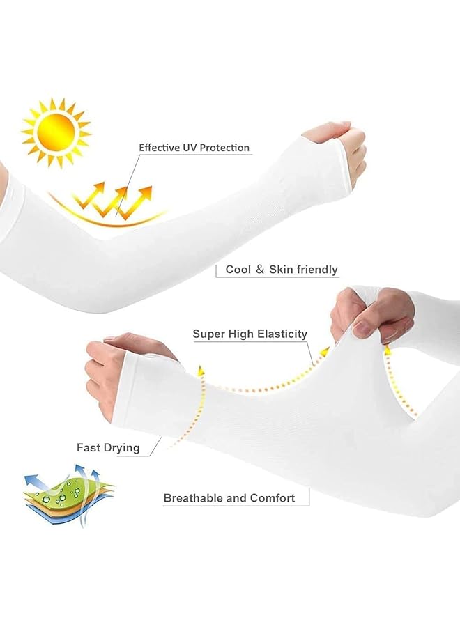 ECVV 3 Pairs UV Protection Cooling Arm Sleeves Sunblock Arm Cover with Thumb Hole for Driving Cycling Golf Basketball Arm Sleeves for Men Women M - Image 2