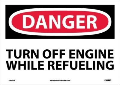 NMC D321PB OSHA Sign, Legend "DANGER - TURN OFF ENGINE WHILE REFUELING", 14" Length x 10" Height, Pressure Sensitive Vinyl, Black/Red on White - Image 5