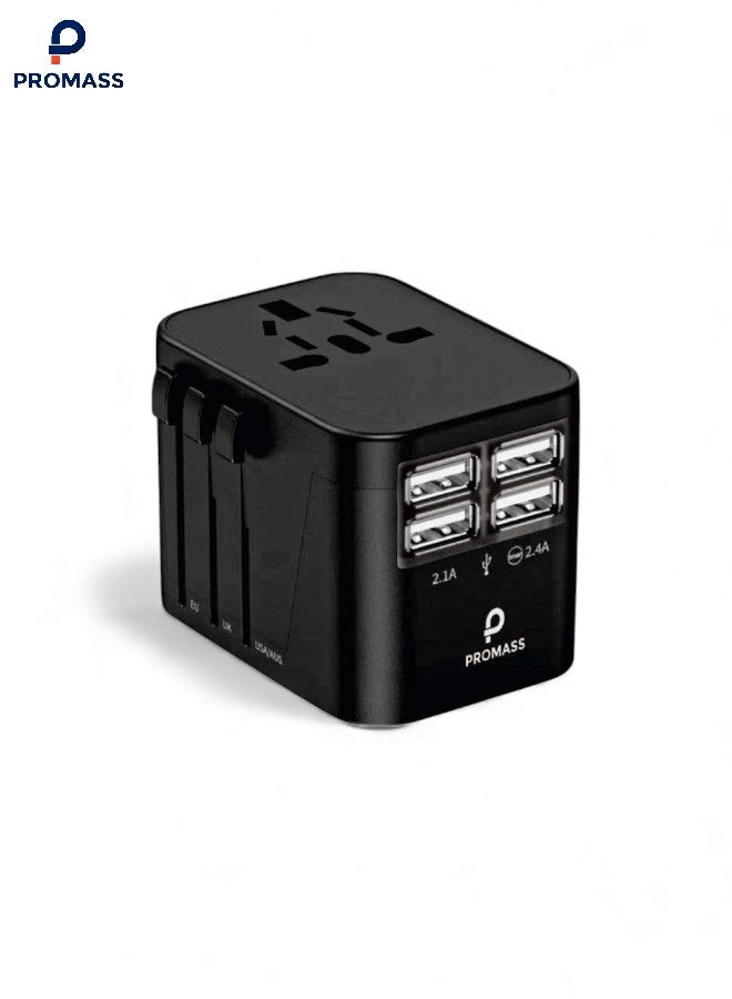 بروماس شاحن حائط السفر عالمي 3500 واط مع مداخل يو اس بي شحن سريع 4 منافذ USB 1A و USB 4A متوافق مع ايفون, جالكسي, هواوي وغيرها - Image 1