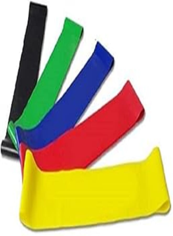 5 Color Body Building Yoga Stretch Bands Fitness Resistance Belt Fitness Rubber Band Elastic Exercise Straps Indoor Sport Gym Pull Up for Fit Body Building Exercise - 2724707004656