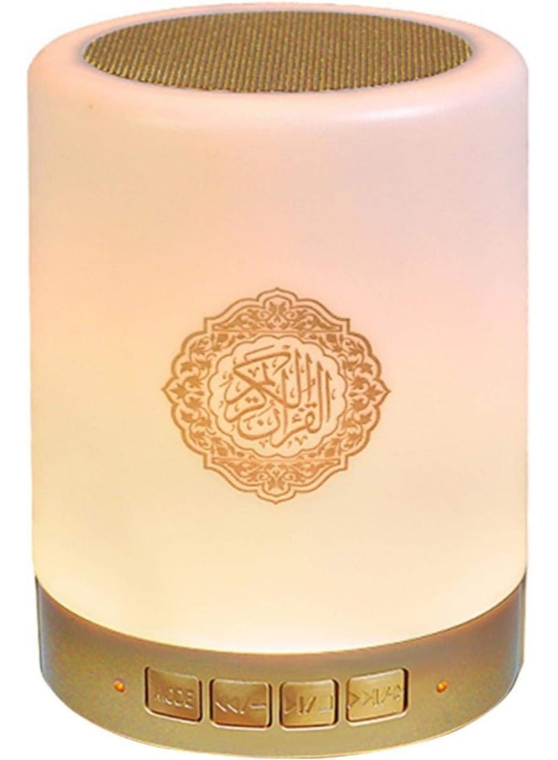 Quran Smart Touch LED Lamp – Bluetooth Speaker with APP Control  Remote, Rechargeable Night Light in Gold - Image 1