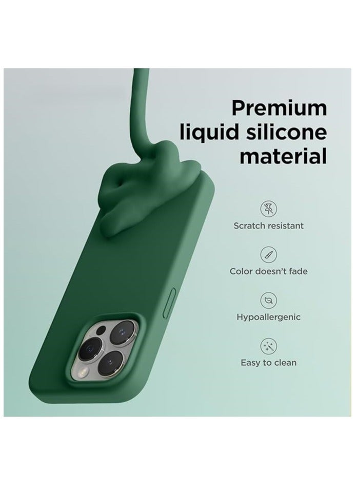ACLIX Silicone Case Compatible with iPhone 15 Pro Max , Slim Liquid Silicone  Layer Soft Gel Rubber Shockproof, Protective Phone Case Cover with TPU Lining (Pine Green) - Image 3