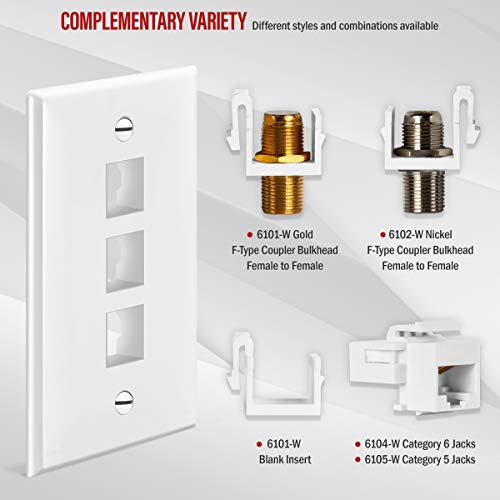 ENERLITES 3-Port Keystone RJ45 Wall Plate, Cat7 Cat6 Cat5 Compatible, for Voice/Data and Audio/Video Multimedia Modules, 1-Gang 4.50" x 2.76", 8873-W, White (10 Pack) - Image 5