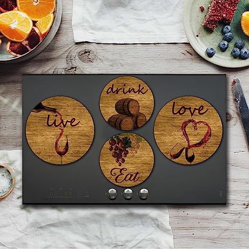 Tucocoo Stove Burner Covers, Retro Red Wine Gas Stove Burner Covers Set of 4, 8 Inches and 10 Inches Stove Top Covers for Electric Stove Metal Stove Cover Gas Stove Top Covers Home Kitchen Decor - Image 2