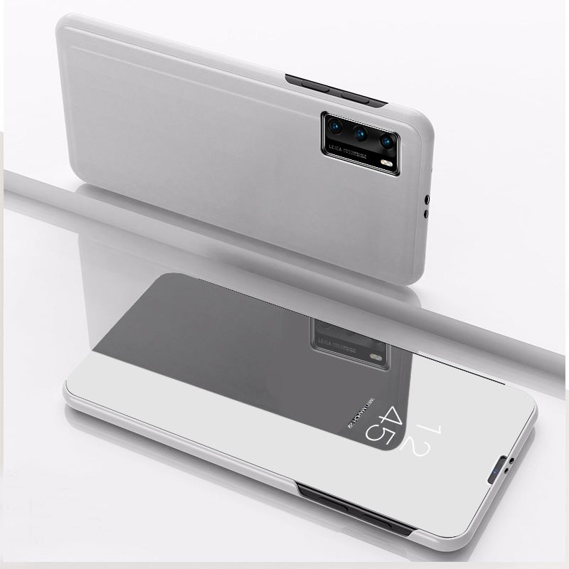 HuHa Protective Cover For Huawei Y6P/Honor 9A Plated Mirror Horizontal Flip Leather Case with Holder(Silver) - Image 1
