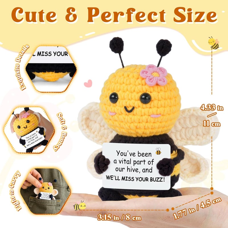Gleevera Farewell Gifts for Coworkers, Coworker Leaving Gifts for Women, Coworker Going Away Goodbye Presents for Boss Friends Employees, Retirement Gift for Women - Crochet Bee Affirmation Support Desk Decor - Image 2