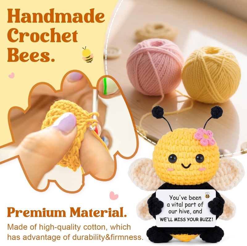 Gleevera Farewell Gifts for Coworkers, Coworker Leaving Gifts for Women, Coworker Going Away Goodbye Presents for Boss Friends Employees, Retirement Gift for Women - Crochet Bee Affirmation Support Desk Decor - Image 3