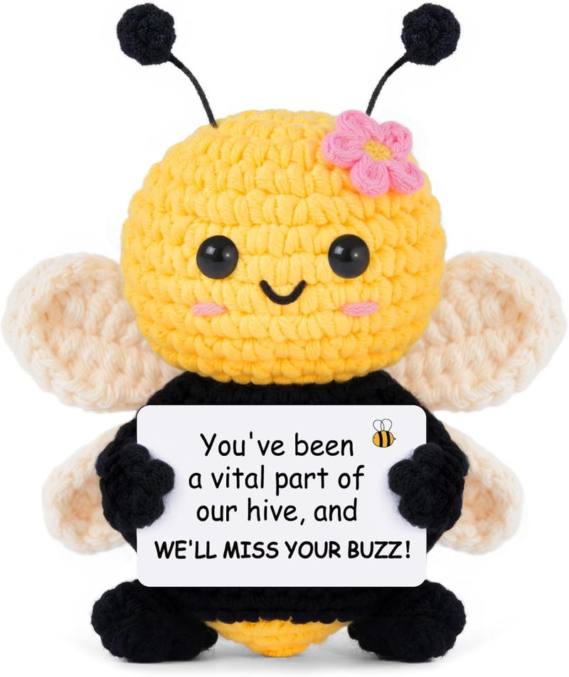 Gleevera Farewell Gifts for Coworkers, Coworker Leaving Gifts for Women, Coworker Going Away Goodbye Presents for Boss Friends Employees, Retirement Gift for Women - Crochet Bee Affirmation Support Desk Decor - Image 1