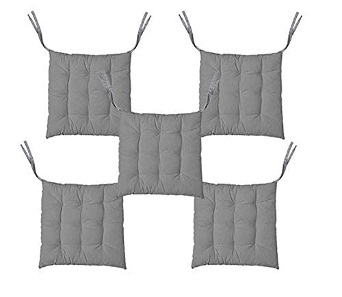 TEEJA Geomatric Printed Microfiber Durable Comfortable Soft Square Chair Pad Cushion Seat Pad with Ties 16INCHES 16 INCHES Gray 5
