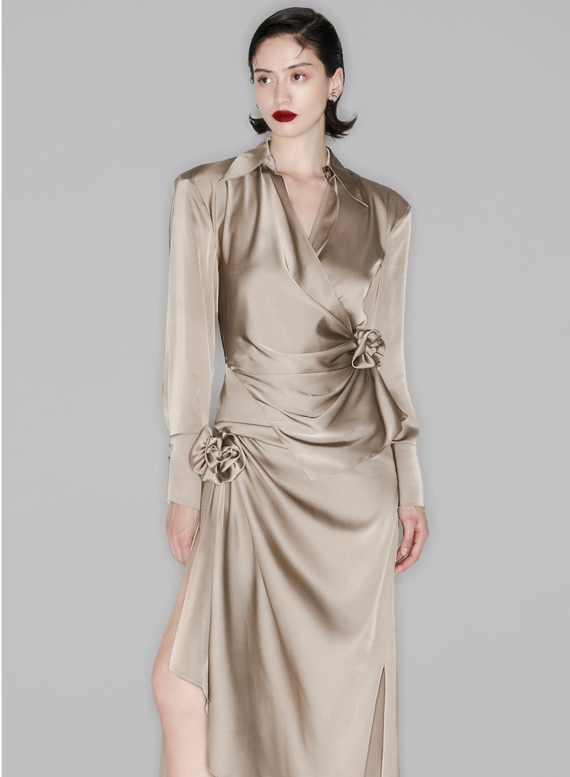 فستان برونزي متوسط ​​الطول بأكمام طويلة - Image 3