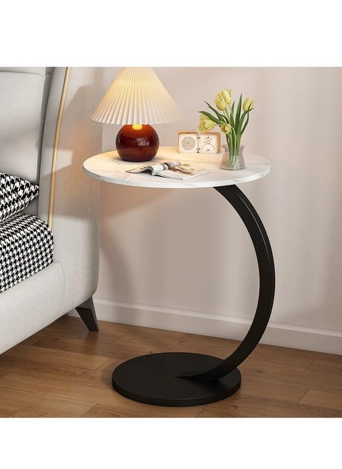Metal Frame C Shape Coffee Table Side Table End Table for Sofa Bedside Living Room Bedroom Small Spaces