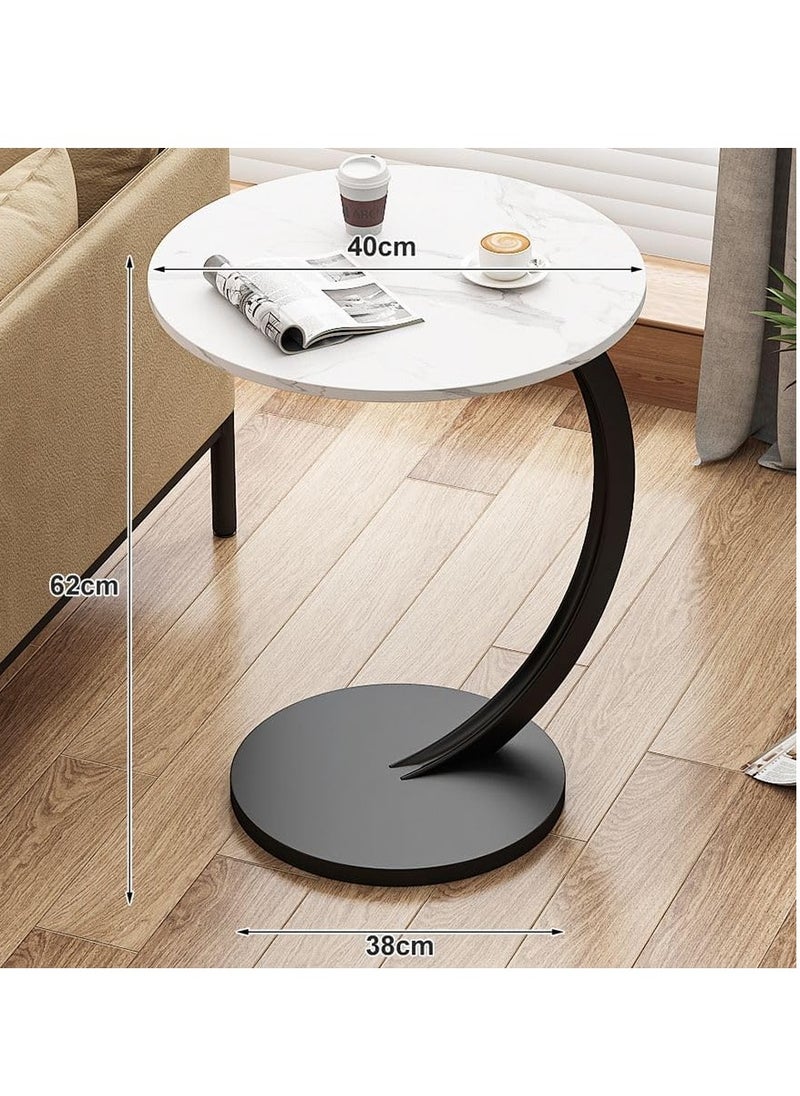 Metal Frame C Shape Coffee Table Side Table End Table for Sofa Bedside Living Room Bedroom Small Spaces